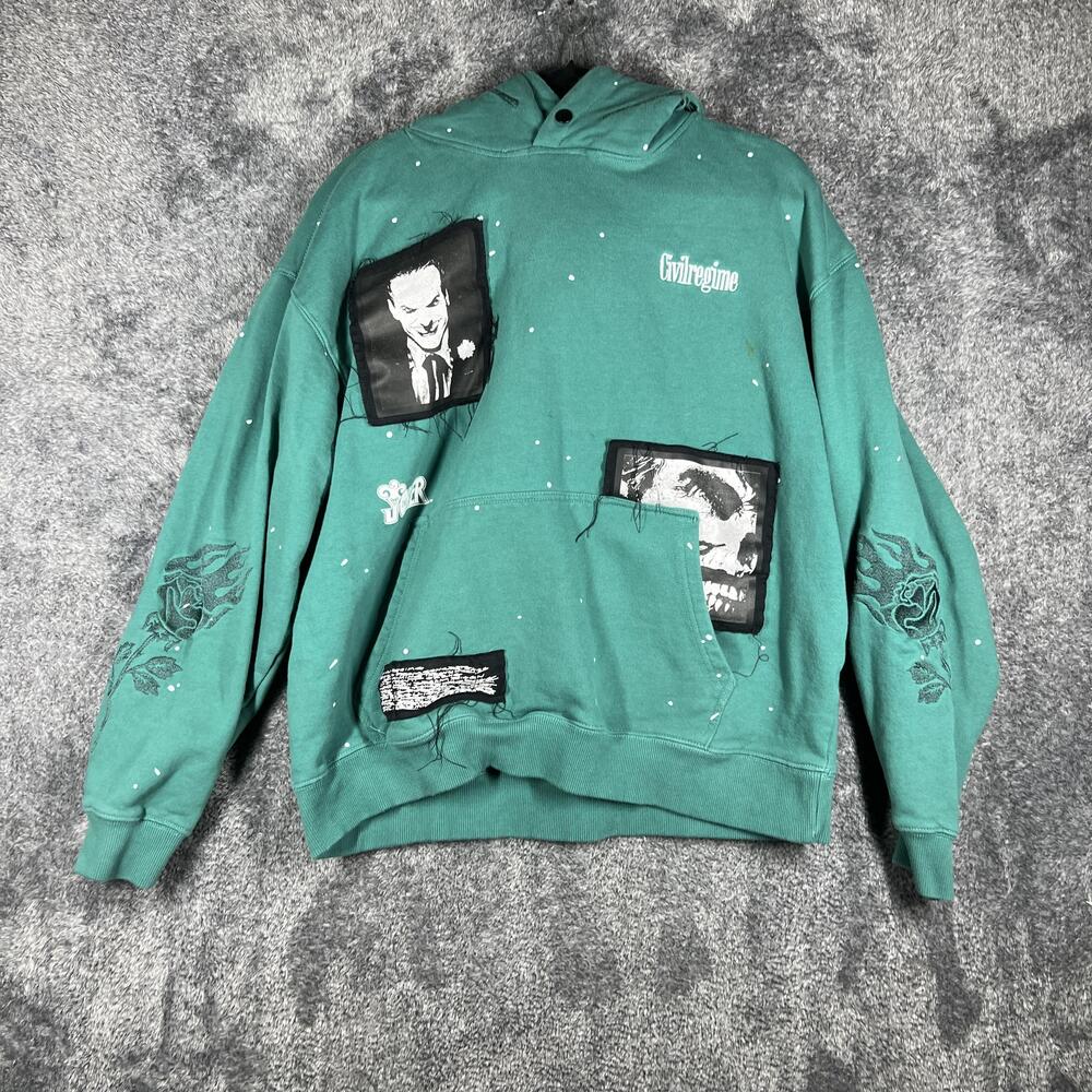 Joker Hoodie Mens XL Green Pullover Hooded Pockets CivilRegime Gotham Batman DC